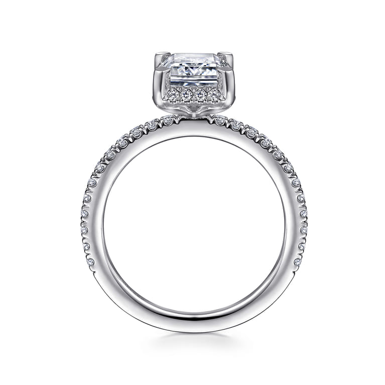 Hart - 14K White Gold Hidden Halo Emerald Cut Diamond Engagement Ring - 0.35 ct - Shot 2