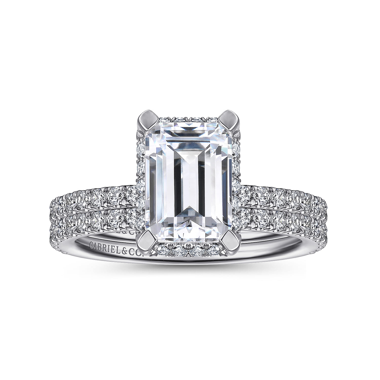 Hart - 14K White Gold Hidden Halo Emerald Cut Diamond Engagement Ring - 0.35 ct - Shot 4