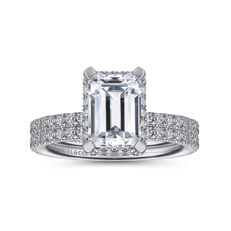 Hart - 14K White Gold Hidden Halo Emerald Cut Diamond Engagement Ring - 0.35 ct - Shot 4