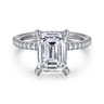 Noa - 14K White Gold Emerald Cut Diamond Engagement Ring - 0.5 ct
