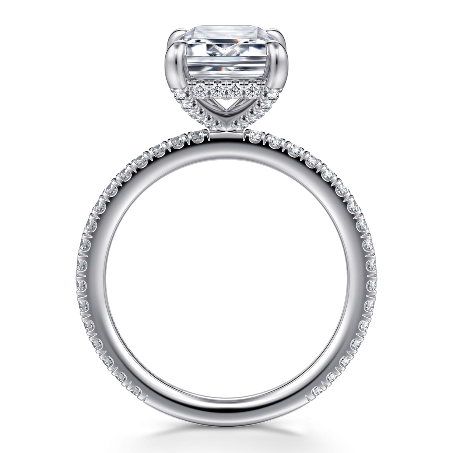 Noa - 14K White Gold Emerald Cut Diamond Engagement Ring - 0.5 ct - Shot 2