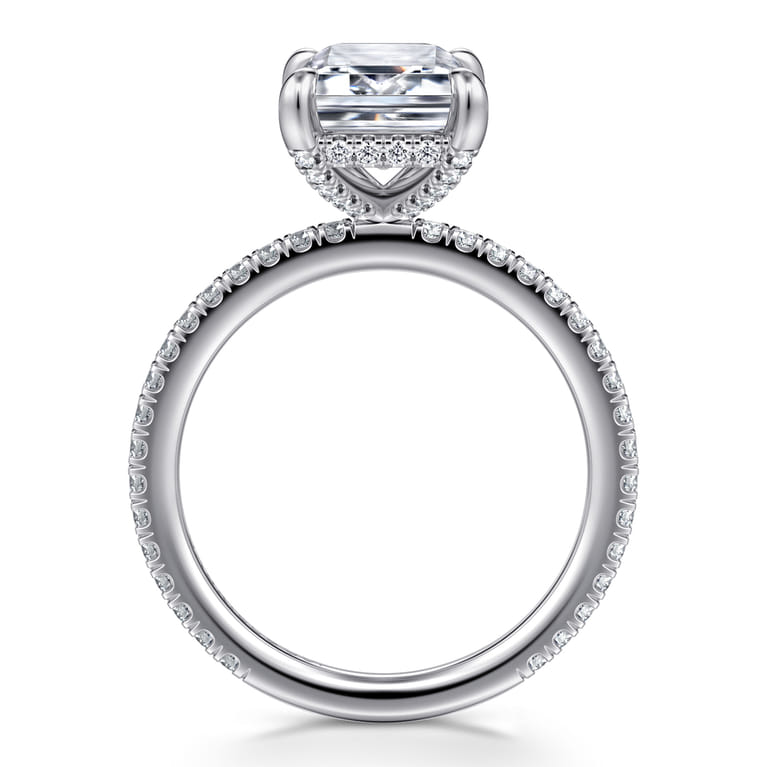 Noa - 14K White Gold Emerald Cut Diamond Engagement Ring - 0.5 ct - Shot 2