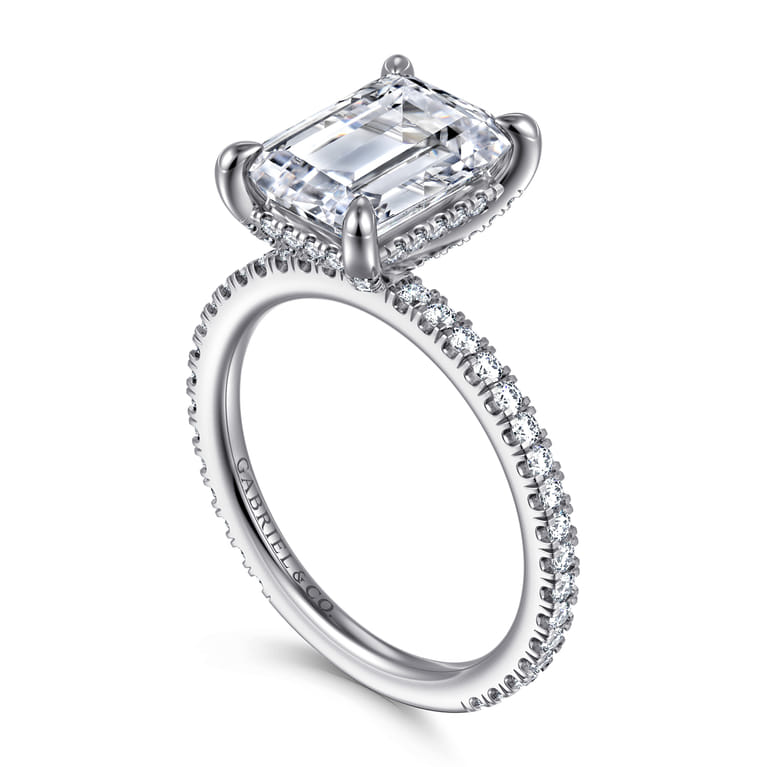 Noa - 14K White Gold Emerald Cut Diamond Engagement Ring - 0.5 ct - Shot 3