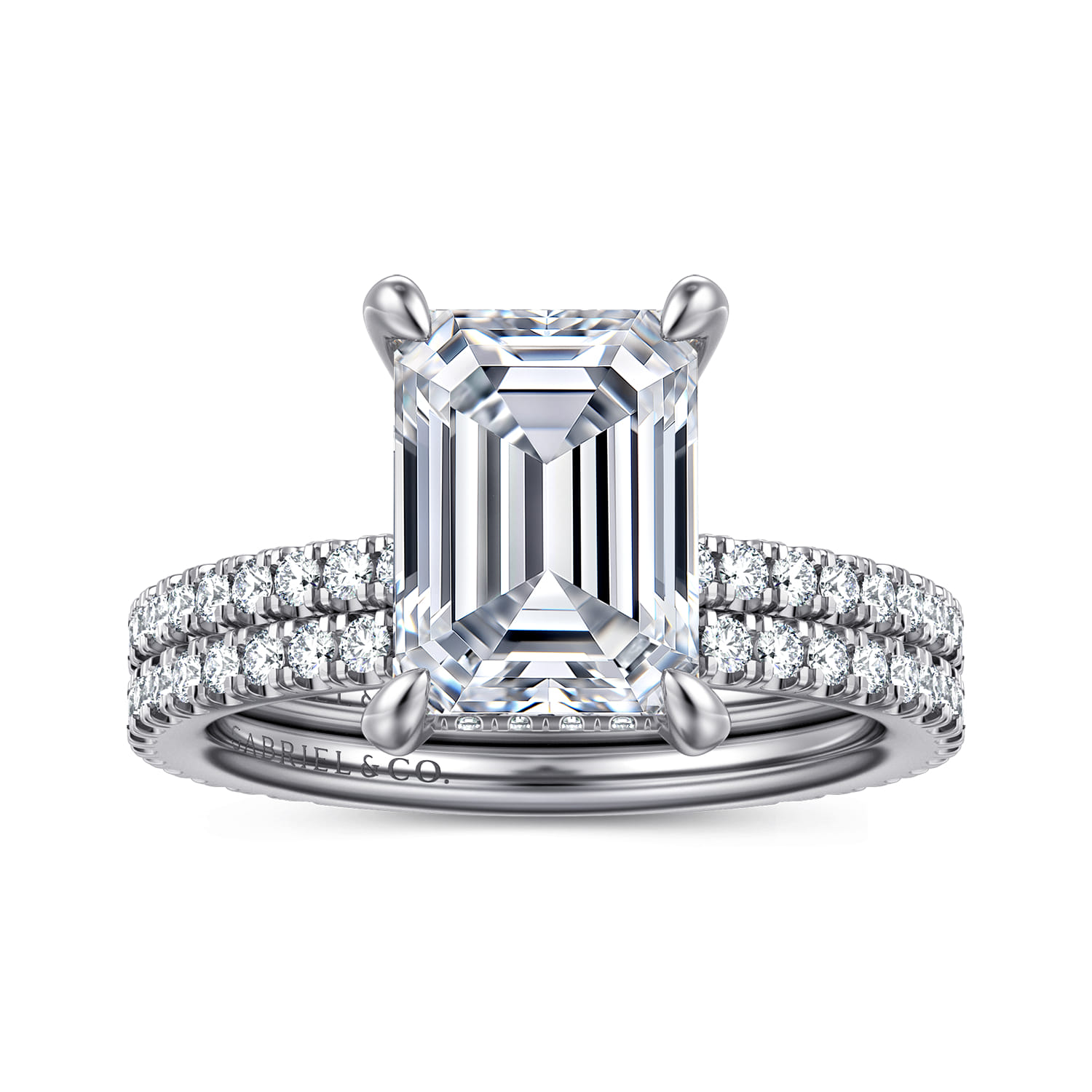Noa - 14K White Gold Emerald Cut Diamond Engagement Ring - 0.5 ct - Shot 4