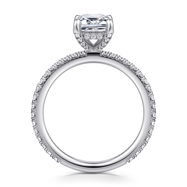Noa - 14K White Gold Emerald Cut Diamond Engagement Ring - 0.45 ct - Shot 2