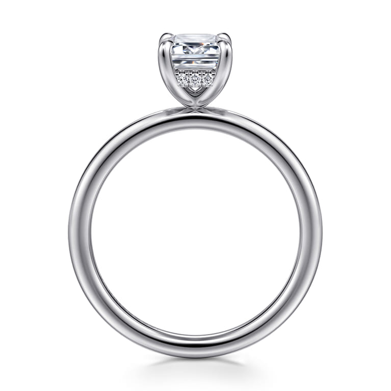 Cari - 14K White Gold Emerald Cut Diamond Engagement Ring - 0.05 ct - Shot 2