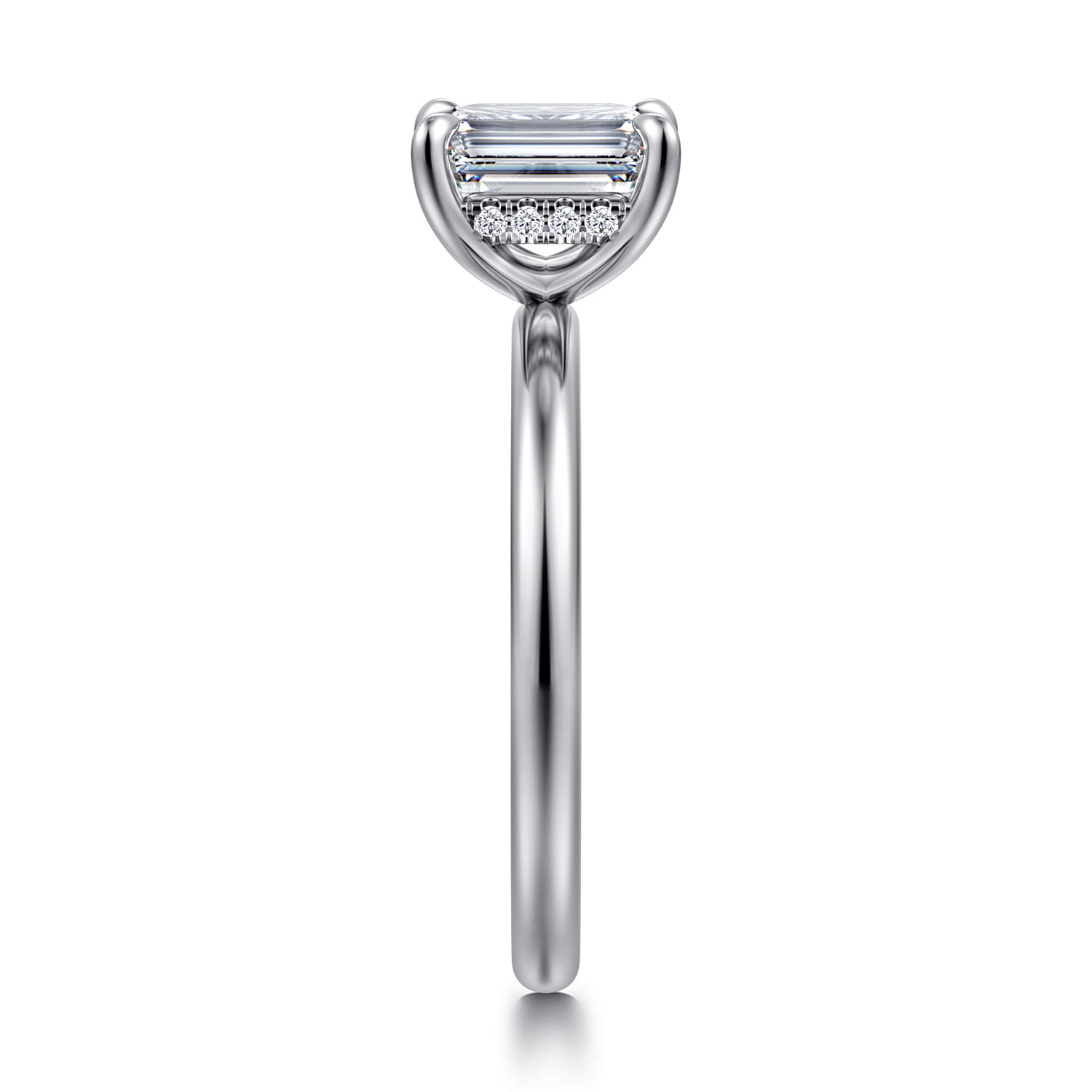 Cari - 14K White Gold Emerald Cut Diamond Engagement Ring - 0.05 ct - Shot 4