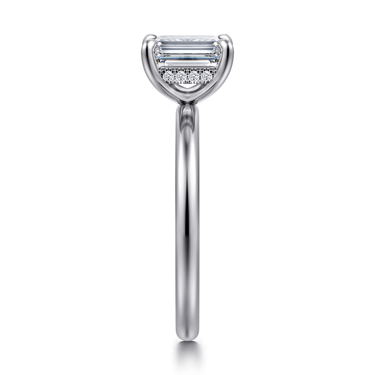 Cari - 14K White Gold Emerald Cut Diamond Engagement Ring - 0.05 ct - Shot 4
