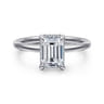 Rainah - 14K White Gold Hidden Halo Emerald Cut Diamond Engagement Ring - 0.1 ct