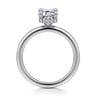 Rainah - 14K White Gold Hidden Halo Emerald Cut Diamond Engagement Ring - 0.1 ct