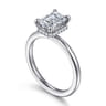 Rainah - 14K White Gold Hidden Halo Emerald Cut Diamond Engagement Ring - 0.1 ct