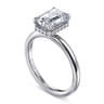 Rainah - 14K White Gold Hidden Halo Emerald Cut Diamond Engagement Ring - 0.12 ct