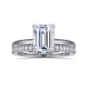 Rainah - 14K White Gold Hidden Halo Emerald Cut Diamond Engagement Ring - 0.12 ct