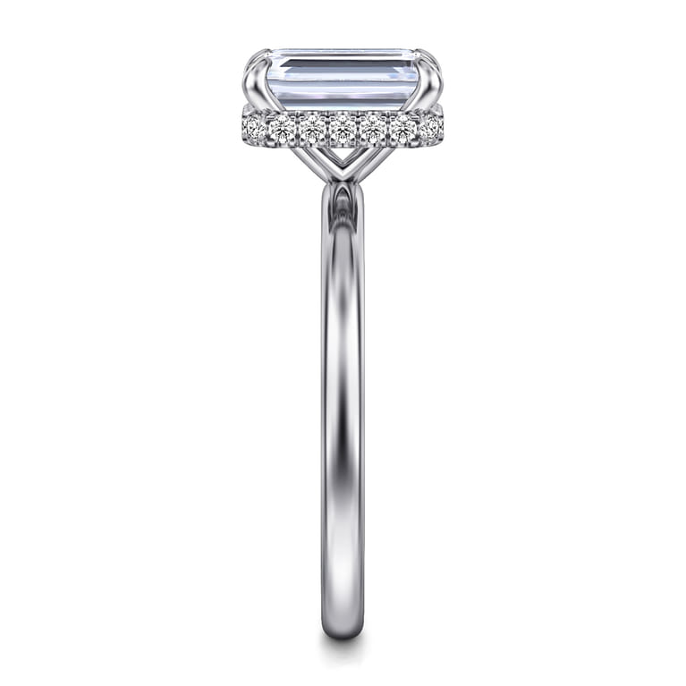 Rainah - 14K White Gold Hidden Halo Emerald Cut Diamond Engagement Ring - 0.12 ct - Shot 5