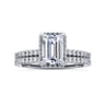 Senne - 14K White Gold Emerald Cut Hidden Halo Diamond Engagement Ring - 0.4 ct