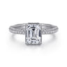 Caly - 14K White Gold Emerald Cut Halo Diamond Engagement Ring - 0.5 ct