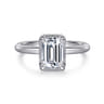 Catallina - 14K White Gold Emerald Cut Halo Diamond Engagement Ring - 0.17 ct