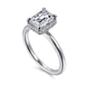 Catallina - 14K White Gold Emerald Cut Halo Diamond Engagement Ring - 0.17 ct