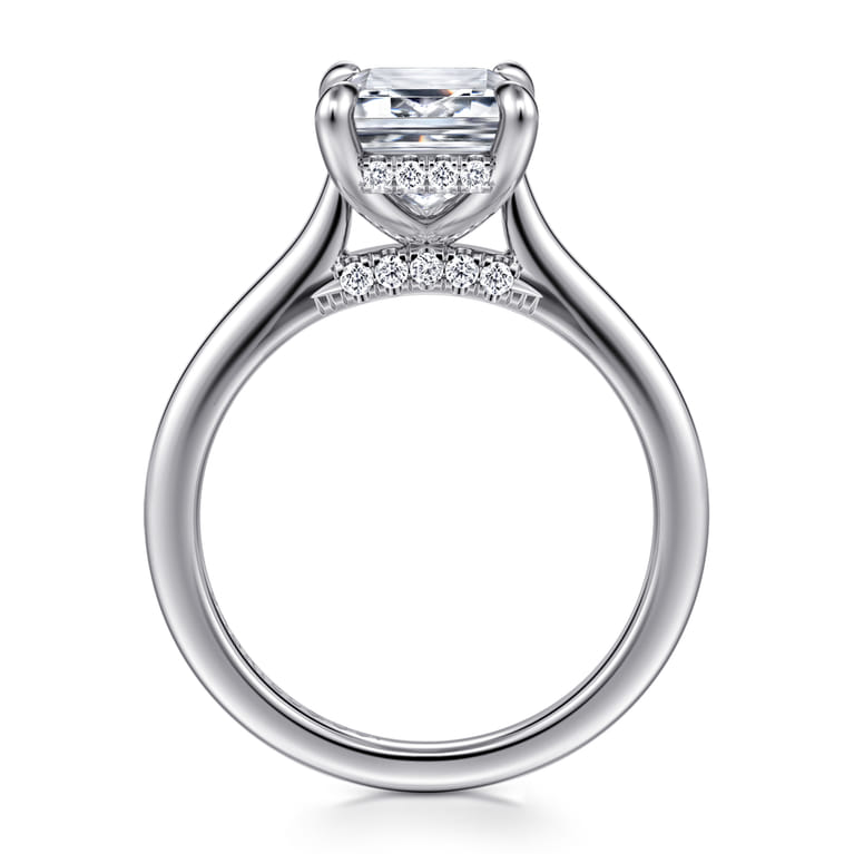 Ericka - 14K White Gold Emerald Cut Diamond Engagement Ring - 0.15 ct - Shot 2