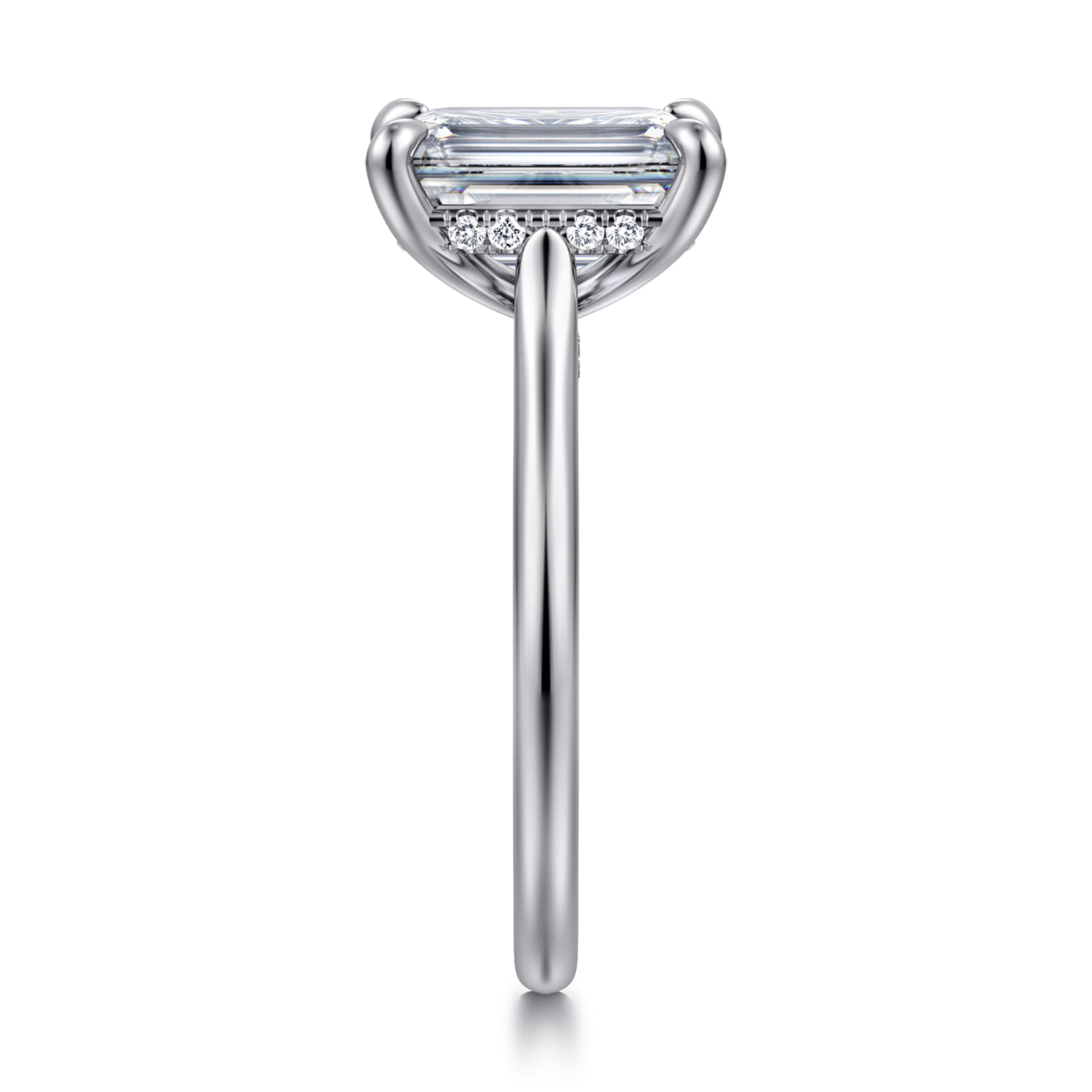 Ericka - 14K White Gold Emerald Cut Diamond Engagement Ring - 0.15 ct - Shot 4