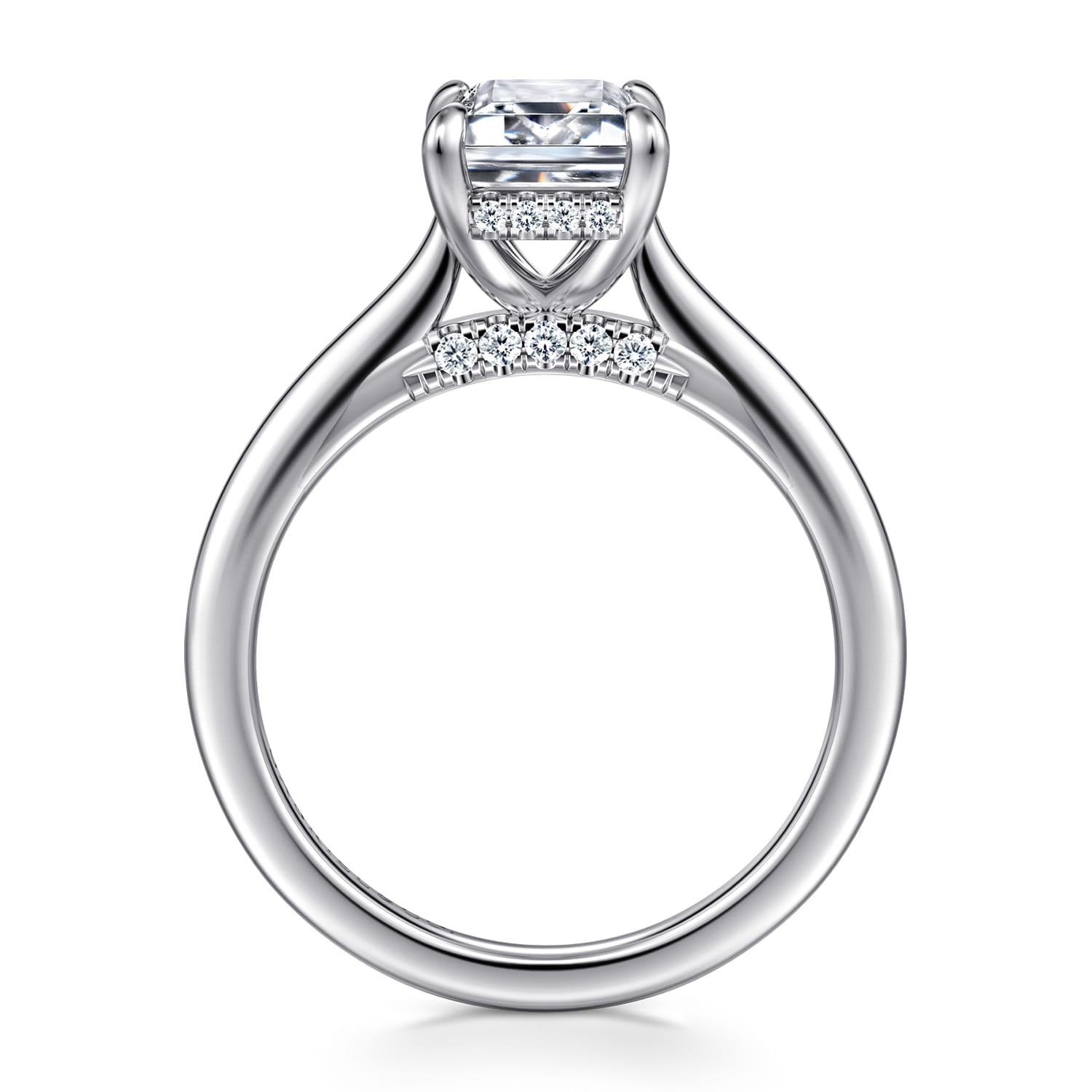 Ericka - 14K White Gold Emerald Cut Diamond Engagement Ring - 0.13 ct - Shot 2