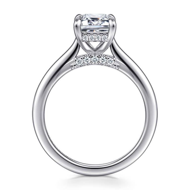 Ericka - 14K White Gold Emerald Cut Diamond Engagement Ring - 0.13 ct - Shot 2