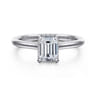 Aldon - 14K White Gold Emerald Cut Halo Diamond Engagement Ring - 0.07 ct