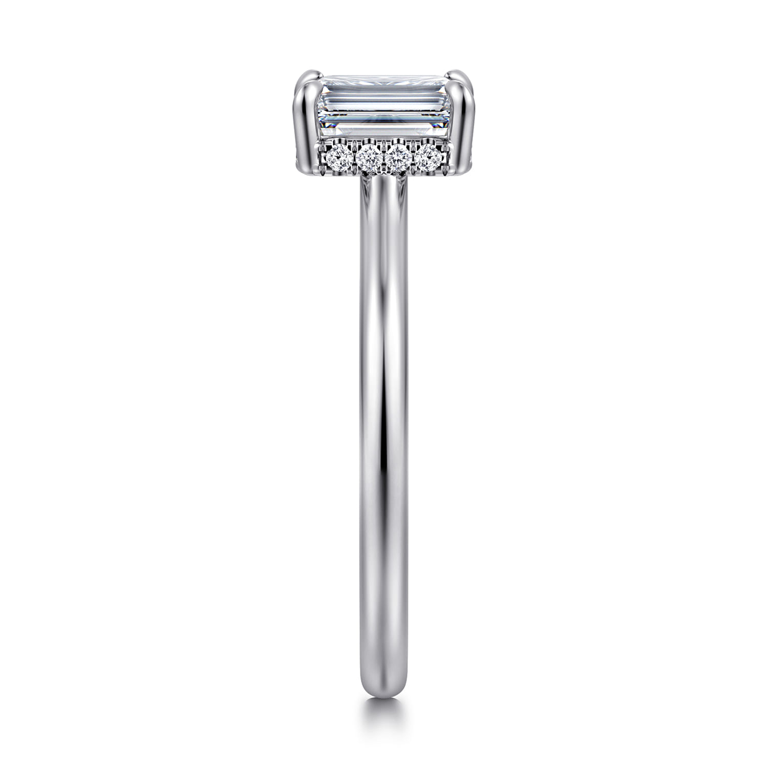Aldon - 14K White Gold Emerald Cut Halo Diamond Engagement Ring - 0.07 ct - Shot 4