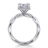 Ama - 14K White Gold Twisted Emerald Cut Halo Diamond Engagement Ring - 0.3 ct