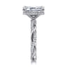Ama - 14K White Gold Twisted Emerald Cut Halo Diamond Engagement Ring - 0.3 ct