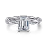 Ama - 14K White Gold Emerald Cut Halo Diamond Engagement Ring - 0.25 ct