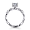 Ama - 14K White Gold Emerald Cut Halo Diamond Engagement Ring - 0.25 ct
