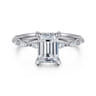 Adeena - 14K White Gold Emerald Cut Hidden Halo Diamond Engagement Ring - 0.3 ct