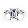 Azucena - 14K White Gold Emerald Cut Solitaire Diamond Engagement Ring - 0.09 ct