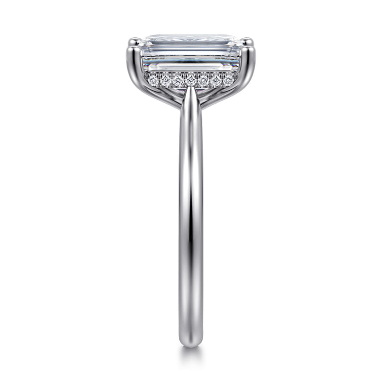 Azucena - 14K White Gold Emerald Cut Solitaire Diamond Engagement Ring - 0.09 ct - Shot 4
