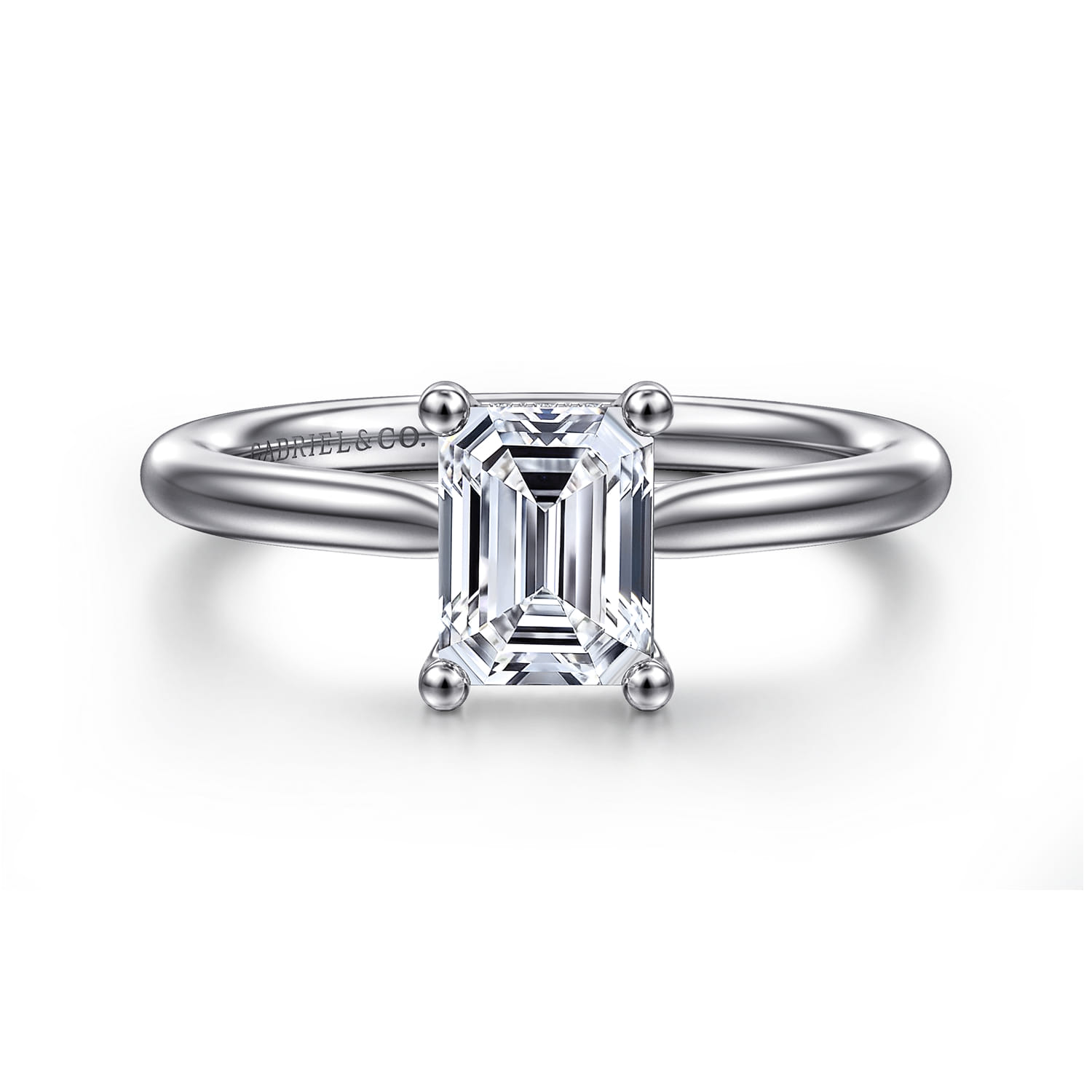 Azucena - 14K White Gold Emerald Cut Solitaire Diamond Engagement Ring - 0.05 ct - Shot 1