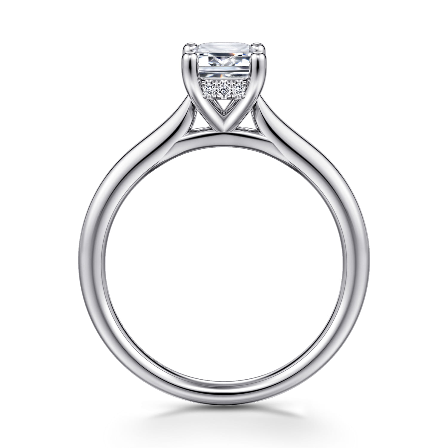 Azucena - 14K White Gold Emerald Cut Solitaire Diamond Engagement Ring - 0.05 ct - Shot 2