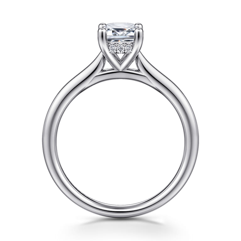 Azucena - 14K White Gold Emerald Cut Solitaire Diamond Engagement Ring - 0.05 ct - Shot 2