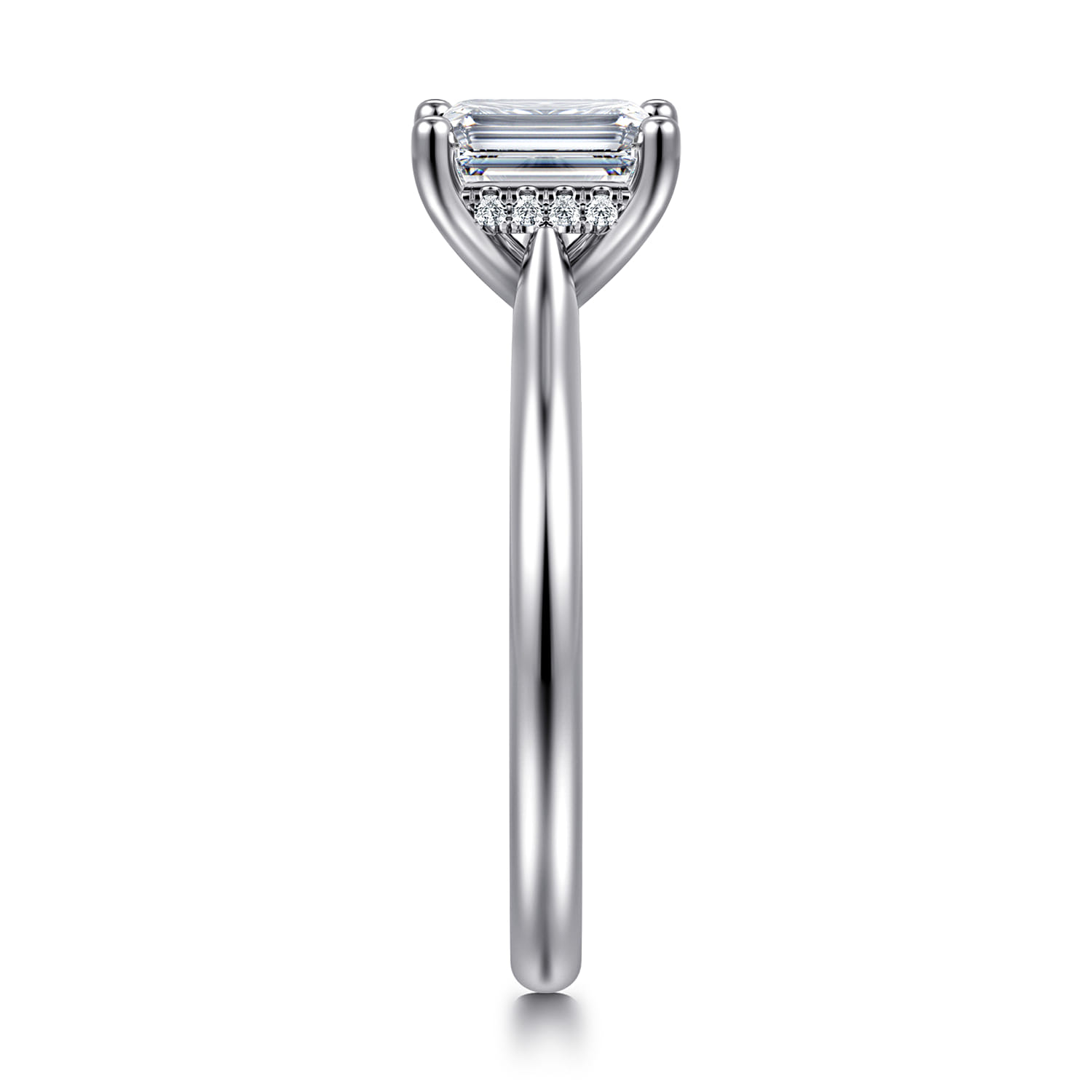 Azucena - 14K White Gold Emerald Cut Solitaire Diamond Engagement Ring - 0.05 ct - Shot 4