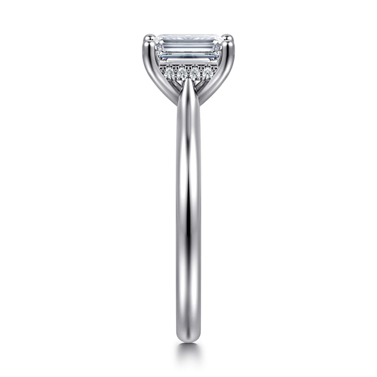 Azucena - 14K White Gold Emerald Cut Solitaire Diamond Engagement Ring - 0.05 ct - Shot 4