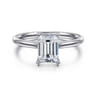 Azucena - 14K White Gold Emerald Cut Solitaire Diamond Engagement Ring - 0.06 ct