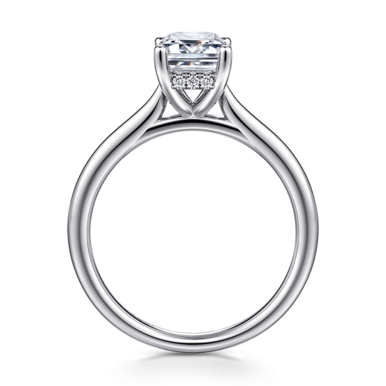 Azucena - 14K White Gold Emerald Cut Solitaire Diamond Engagement Ring - 0.06 ct - Shot 2