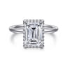 Seattle - 14K White Gold Emerald Cut Hidden Halo Diamond Engagement Ring - 0.12 ct