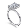 Seattle - 14K White Gold Emerald Cut Hidden Halo Diamond Engagement Ring - 0.12 ct