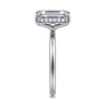 Seattle - 14K White Gold Emerald Cut Hidden Halo Diamond Engagement Ring - 0.12 ct