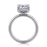 Seattle - 14K White Gold Emerald Cut Hidden Halo Diamond Engagement Ring - 0.12 ct