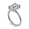 Seattle - 14K White Gold Emerald Cut Hidden Halo Diamond Engagement Ring - 0.12 ct