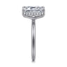 Seattle - 14K White Gold Emerald Cut Hidden Halo Diamond Engagement Ring - 0.12 ct