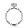 Seattle - 14K White Gold Emerald Cut Hidden Halo Diamond Engagement Ring - 0.07 ct