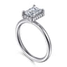Seattle - 14K White Gold Emerald Cut Hidden Halo Diamond Engagement Ring - 0.07 ct